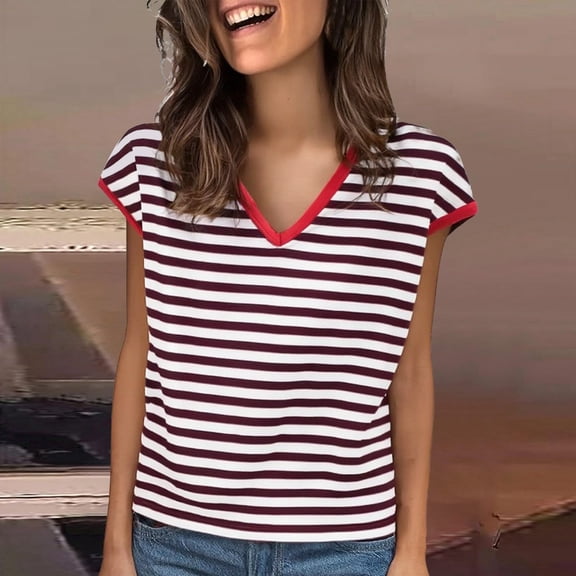 Red Womens Summer Tops Women's Loose Fit V Neck Sleeveless T Shirt Breathable Casual Summer Top Shirts for Women