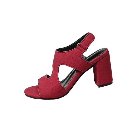 Red Womens Supportive Heels Peep Toe Design Easy Strap Adjustment For A Personalized Fit