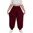 thumbnail image 1 of Red Womens Sweatpants Plus Size Pants Daily Elastic Waist Pockets Sport Casual Solid Pants Loose Long Sweatpants Trousers Sweatpants Womens Fashion, 1 of 6