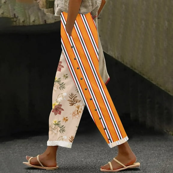 Red Womens Sweatpants Women's Elastic Belt with Pocket Trousers Side Cropped Pants Loose Casual Pants Printed Straight Pants Casual Pants Women