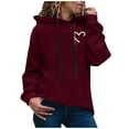 thumbnail image 1 of Red Womens Sweatshirt Women's Casual Printed Long-sleeved Hooded Sweater Fall Clothes for Women, 1 of 3