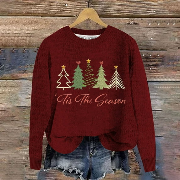 Red Womens Sweatshirts Women's Christmas Simple And Fashionable Hooded Sweatshirt Going Out Tops for Women Christmas