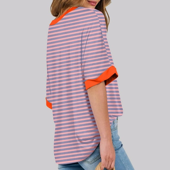 Red Womens Tops Gradient Graphic Tees for Women Summer Casual Oversized T Shirts Crewneck Trendy Tunic Tops Loose Blouses Clothing Shirts for Women