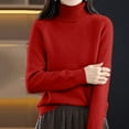 thumbnail image 1 of Red Womens Tops High Collared Knitted Sweater for Women In Autumn and Winter Loose Thickened Made Of Pullover Long Sleeved Inner Layer Top. Fall Outfits for Women 2025, 1 of 6