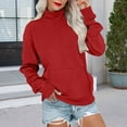 thumbnail image 1 of Red Womens Tops Mockneck Sweatshirt Plain Loose Fit Crewneck Sweatshirts Casual Long Sleeve Fall Hoodies Sweaters Fall Outfits for Women 2025, 1 of 6