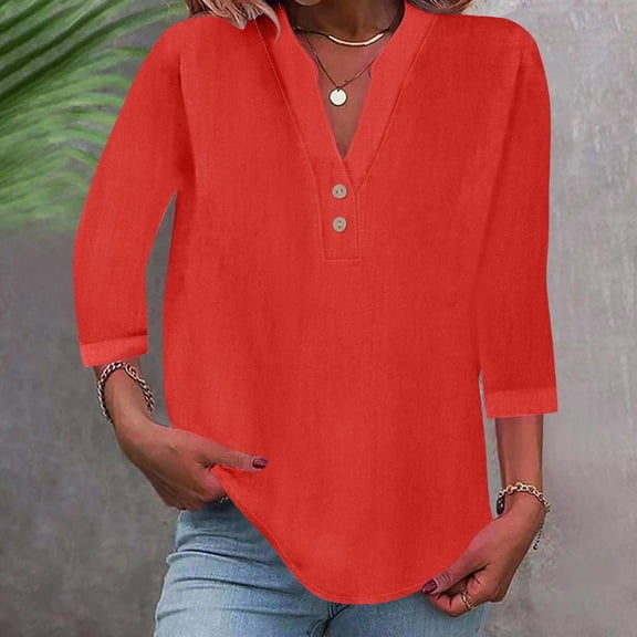 Red Womens Tops Women's Fashion Casual V Neck Button Down Short Sleeve Top T Shirts for Women