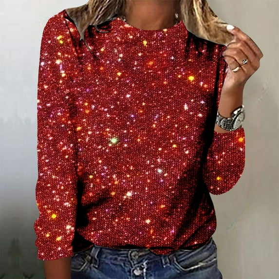 Red Womens Tops Women's Tops Long Sleeve Women's Long Sleeve Shirt Going Out Tops for Women