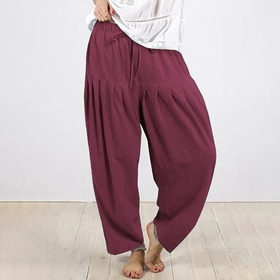 Red Womens Work Pants Business Casual, Wide Leg Pants For Women, Capris For Women Casual Summer, Dress Pants Women, Women's Solid Color Daily Commuting Fashion Casual Radish Pants