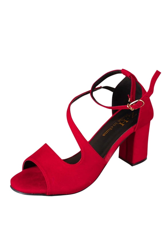 Red Womens Wrap Around Roman Style High Heel Sandals With Open Toe Design For Summer Vacation In Red