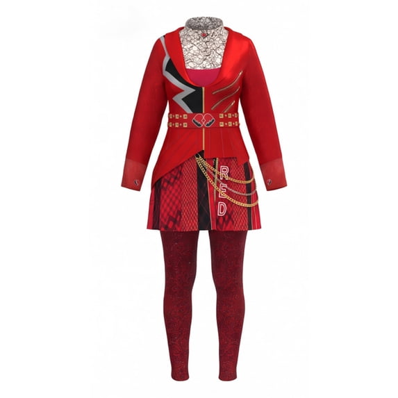 Red Wonderland Costume Set Plaid Skirt Jacket Pants Outfit 3-Piece Halloween Fancy Dress Party Cosplay Costumes