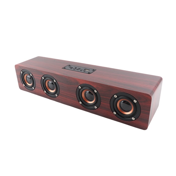 Red Wood Grain Wireless Bluetooth Speaker, Retro Wooden Desktop Home Theater Subwoofer 14.9 Inches / 37.8 cm