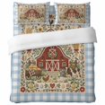 Red Wooden Barn 4 Piece Bedding Set, Country Farmhouse Floral Blue ...