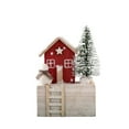 thumbnail image 1 of Red Wooden Christmas Cabin Snow House Tabletop Decoration, Miniature Log Cabin for Holiday Village Scene, Festive Home Decor, 1 of 5