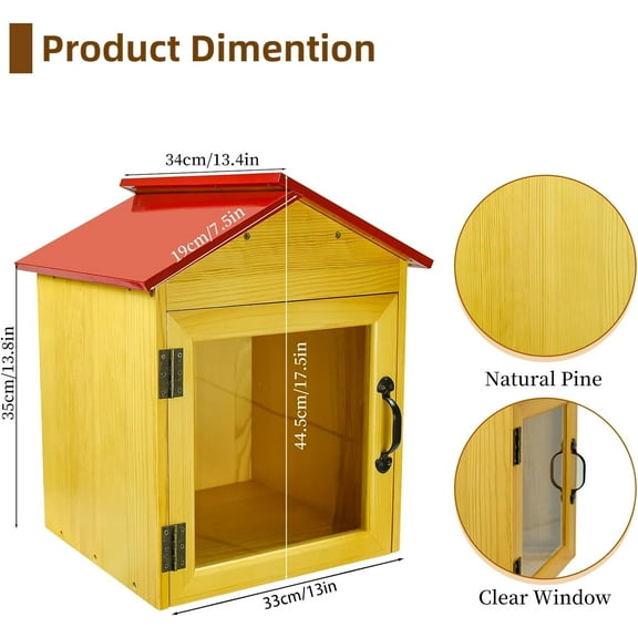 Red Wooden Outdoor Library Book Box Storage for Community Schools and Neighborhoods
