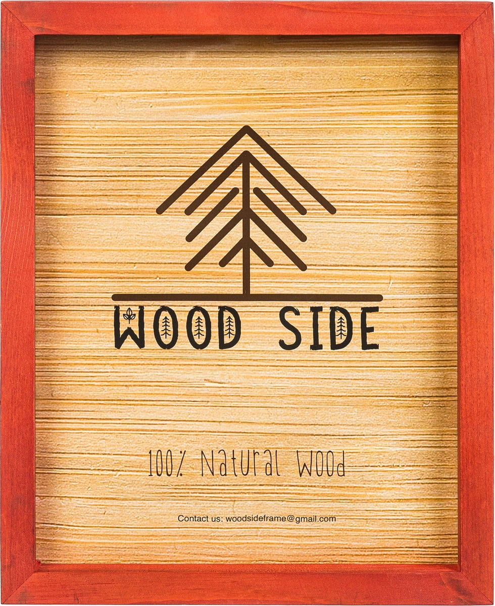 Red Wooden Picture Frame 12x16 Natural Rustic Solid Wood Thick Borders, Wall Mounting Photo