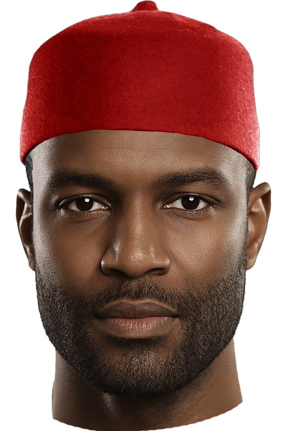 Red Wool Fez Hat for Men – Soft Felt Igbo Cap | Traditional African Hat Kufi