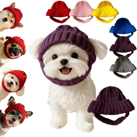 Red Wool Knit Dog Beanie with Ear Flaps, Dog Warm Winter Hat, Soft Knitted Hat Pet Cap, Cold Weather Dogs Ear Warmer Headband Protector Costume