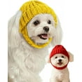thumbnail image 1 of Red Wool Knit Dog Beanie with Ear Flaps - Warm Winter Hat, Flexible Fit That Stays Put for Small and Medium Breeds, 1 of 7