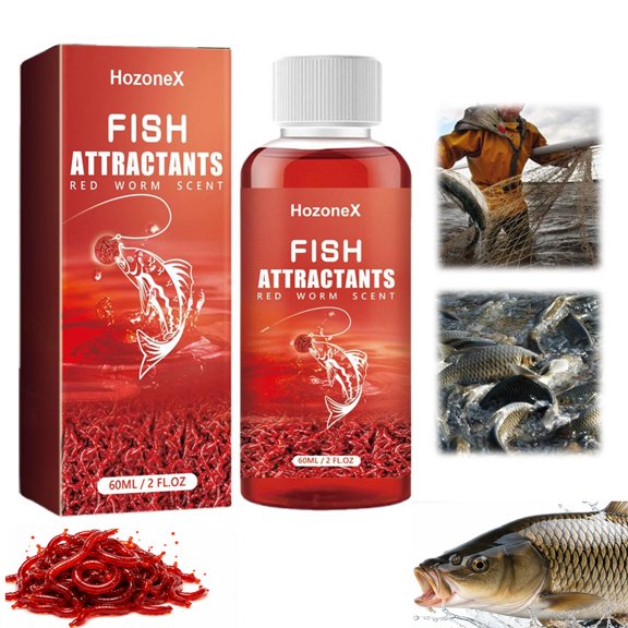 Red Worm Liquid, Concentrated Fish Attractant Liquid Fast-Acting Red Worm Formula, Fast-Acting RedWorm Bait Additive, EnhancesScent & Improves Bite Response