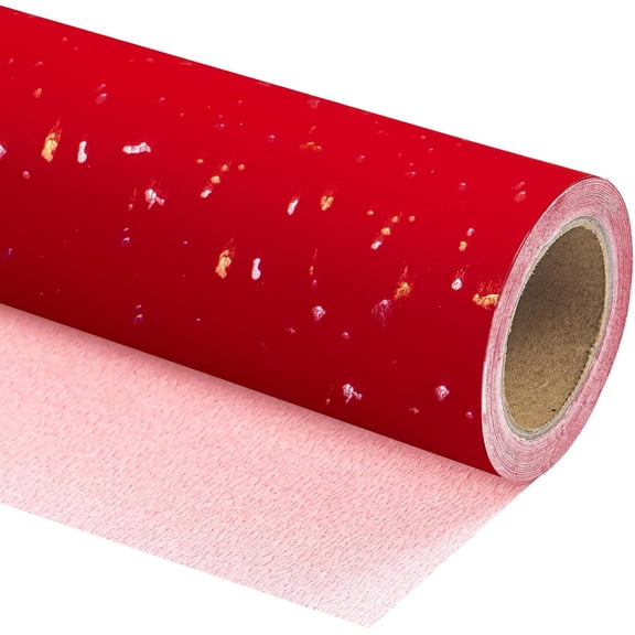 Red Wrapping Paper Roll - Mini Roll - 17 Inch x 16.5 Feet - Red Gold Design with Silky Touch Perfect for Birthday, Wedding, Baby Shower, Holiday
