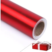 Red Wrapping Paper - Solid Color Matte Metallic Red Paper Roll, Perfect for Valentine's Day, Wedding, Birthday, Christmas, Baby Shower, Anniversaries - 17 Inche