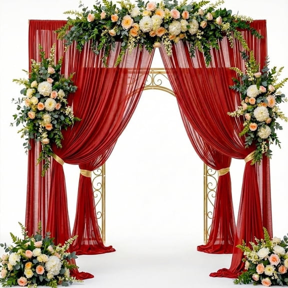 Red Wrinkle Free Thick Backdrops Red Backdrop | Curtains for Party Arch Stage Wedding Ceremony Curtains Fabric Photography Backdrop 10x12ft YUNNS105