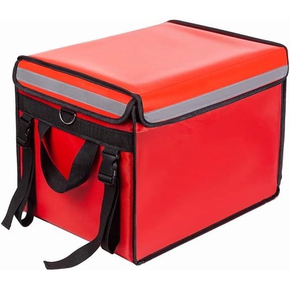 Red XL Insulated Food Delivery Bag - 18.1" x 13.8" x 13.8", Commercial Insulated Pizza Delivery Bag with Divider, Waterproof & Foldable Catering Bag Food Deliveries, Delivery Pizza Bags 12 Inches
