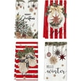 thumbnail image 1 of Red Xmas Tree Merry Christmas Kitchen Towels Dish Towels, 18x26 Inch Holiday Gloves Ball Hello Winter Decoration Hand Towels Set of 4, 1 of 6