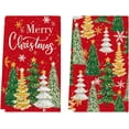 thumbnail image 1 of Red Xmas Trees Merry Christmas Kitchen Towels Dish Towels, 18x26 Inch Daily Star Snowflake Winter Decoration Hand Towels Set of 2, 1 of 6