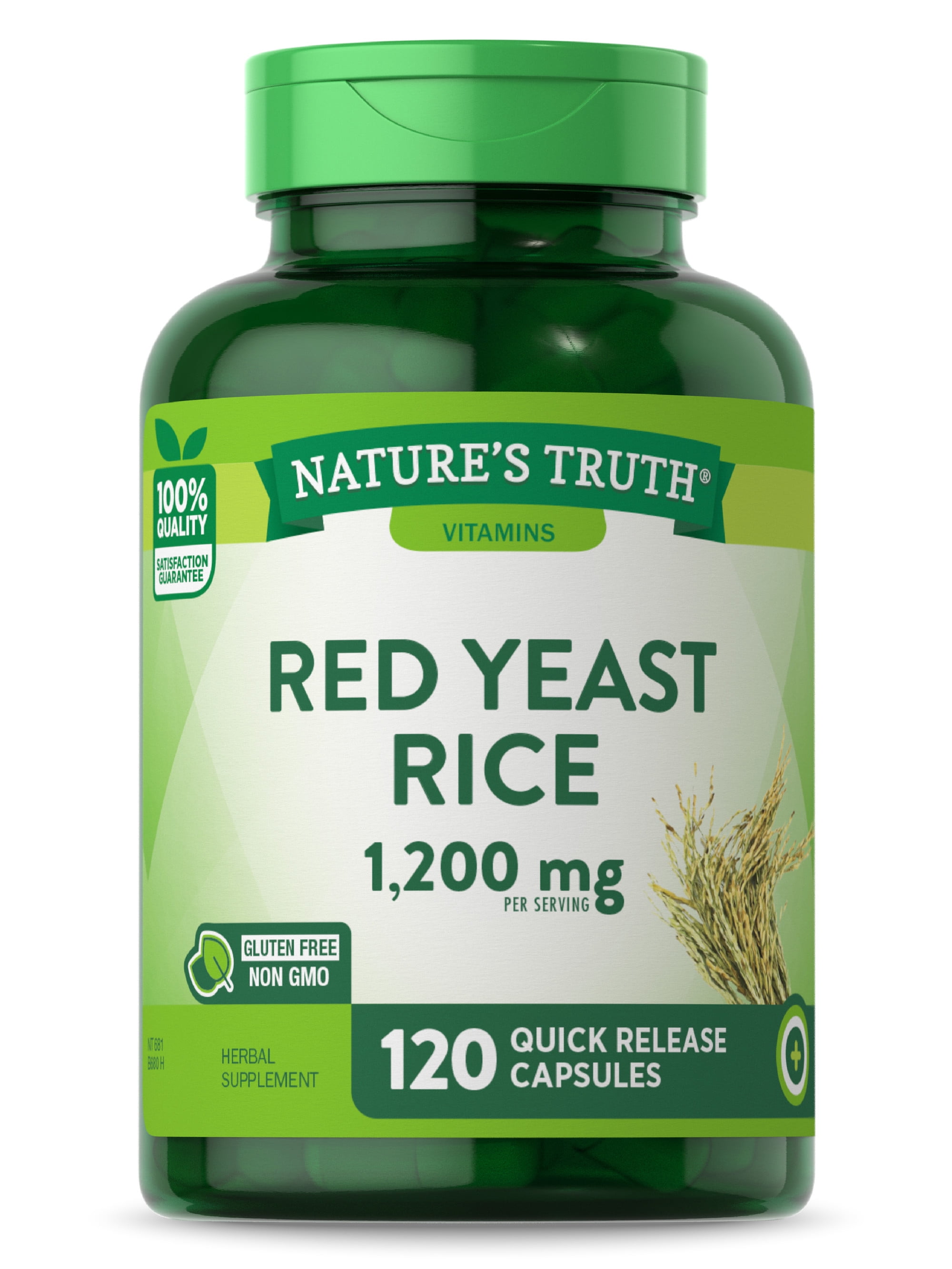 Red Yeast Rice 1200 mg Capsules 120 Count NonGMO, Gluten Free By