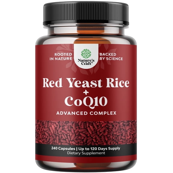 Red Yeast Rice with CoQ10 Supplement - Advanced Healthy Heart & Healthy Cholesterol Levels Formula for Men & Women - Extra Strength Capsule with Red Yeast Rice 1200 mg Capsules with CoQ10-240 Count