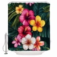 thumbnail image 1 of Red Yellow Althea Shower Curtain, 48" x 72", Watercolor Flowers Tropical Plants Waterproof Bathroom Curtain Washable Shower Curtain Set with 12 Hooks, 1 of 6