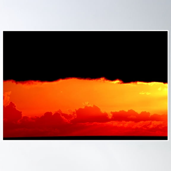 Red, Yellow And Black Sunrise. Poster Wall Art, Modern Wall Decor, 16x24 UNFRAMED