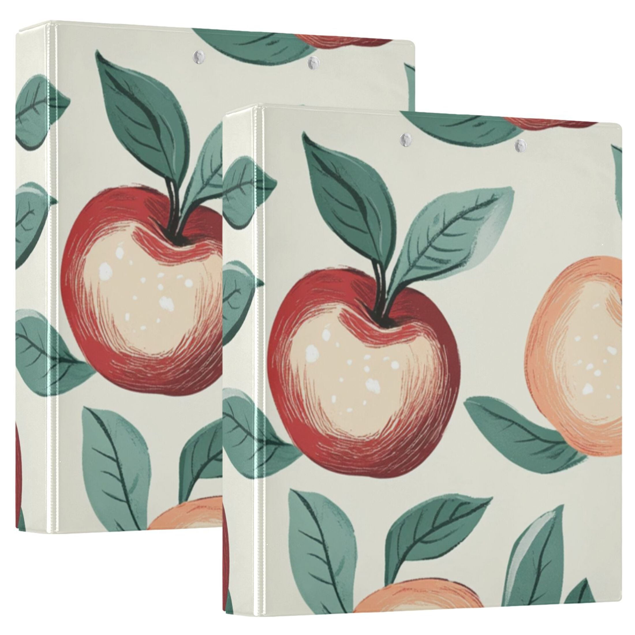 Red Yellow Apples 3 Ring Binders 1.5 inch Hardcover File Folders with Interior Pockets A4 Size Organizer for School Office Hospital