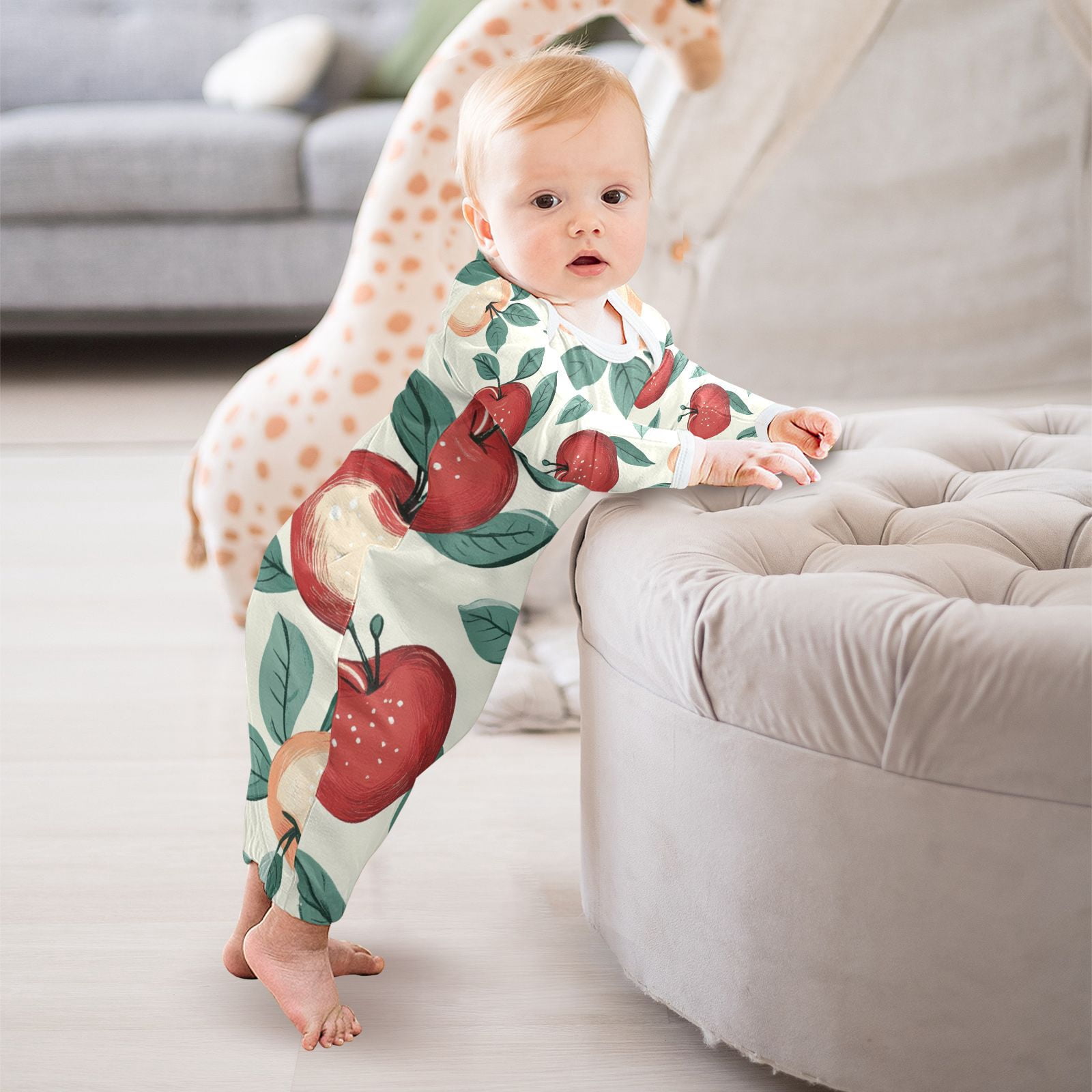Red Yellow Apples Newborn Baby Sleeper Gowns Baby Nightdress Cotton ...