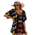 thumbnail image 1 of Red Yellow Blue Balloon Dogs, Black Background Cover Ups Dresses Women Summer Dress Vintage, 1 of 6
