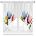 thumbnail image 1 of Red Yellow Blue Tulips Swag Valances for Windows 2 Pack Transparent Floral Botanical Flower Swag Kitchen Curtains 45 Inches Long Rod Pocket Short Window Treatment for Kitchen Bathroom 36"x45", 1 of 8
