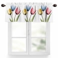 thumbnail image 1 of Red Yellow Blue Tulips Valances for Windows, 42 x 12in, Transparent Floral Botanical Flower Rod Pocket Kitchen Valance Curtain Light Filtering Window Treatments for Living Room Bedroom, 1 Panel, 1 of 7