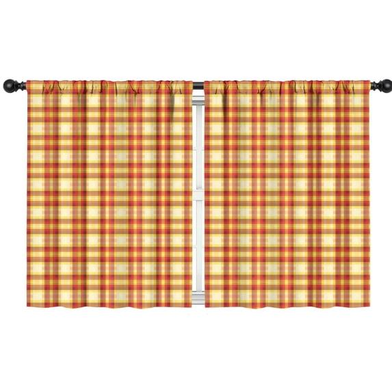 Red Yellow Checkerboard Cream Pattern Kids Curtains,Childrens Insulated Curtains Set Of 2,Bedroom Essentials,Teen Room Decor 42"X54"