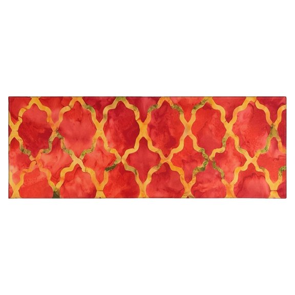 Red Yellow Checkered Pattern Kitchen Rug Mat,Kitchen Runner Rugs Non Skid Washable,Decorative Kitchen Floor Mats for Kitchen,Sink,Laundry,17"X47"