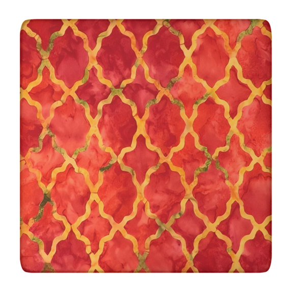 Red Yellow Checkered Pattern Square Fitted Tablecloth with Elastic Edge,Square Table Cover,Washable Elastic Table Cover for Home Kitchen Party Decor 36"x36"