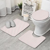 Red and Yellow Christmas Pattern Bathroom Rugs Sets 3 Piece,Toilet Cover Set,Absorbent Non Slip Bathroom Mats Sets with U-Shaped Contour Rug Toilet Rug Set