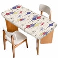thumbnail image 1 of Red Yellow Diamond Table Cloths for 3 Foot Rectangle Tables, Modern Geometric Middle Century Beige Patio Waterproof Elastic Fitted Tablecloths, Washable Rectangular Table Cover for Camping, 1 of 8