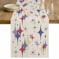 thumbnail image 1 of Red Yellow Diamond Table Runner - 70 Inch Long Modern Geometric Middle Century Beige Cotton and Linen Blended Dress Scarves Farmhouse Table Runner for Kitchen Dining, Coffee Table, 13" x 70", 1 of 8