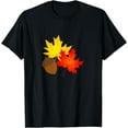 thumbnail image 1 of Red/Yellow Fall leaves and Brown Acorn T-Shirt100% cotton short-sleeved shirt for both men and women, 1 of 6