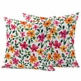 thumbnail image 1 of Red Yellow Floral Pillow Covers 2 Pack Retro Spring Leaves Flowers Pillowcase Waterproof Outdoor Throw Pillow Cover for Patio Garden Square Cushion 16”x16”, 1 of 9