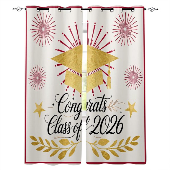 Red Yellow Graduation Blackout Curtains for Bedroom Living Room Darkening Curtains 63 Inches Long Yellow Star Botanical 2026 Window Curtain 2 Panels Set Window Treatment Grommet Drapes 42"x63"