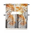 thumbnail image 1 of Red Yellow Leaves Fall Swag Curtains for Living Room/Bedroom Windows, Silhouettes Forest Modern Art Kitchen Curtains and Valances Set 36 Inch Length, Light Filtering Swags Valance Curtain Panels, 1 of 5