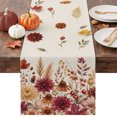 thumbnail image 1 of Red Yellow Orange Fall Table Runner - 36 Inch Long Autumn Floral Botanical Vintage Cotton and Linen Blended Dress Scarves Farmhouse Table Runner for Kitchen Dining, Coffee Table, 13" x 36", 1 of 8