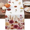 thumbnail image 1 of Red Yellow Orange Fall Table Runner - 90 Inch Long Autumn Floral Botanical Maple Leaf Cotton and Linen Blended Dress Scarves Farmhouse Table Runner for Kitchen Dining, Coffee Table, 13" x 90", 1 of 8